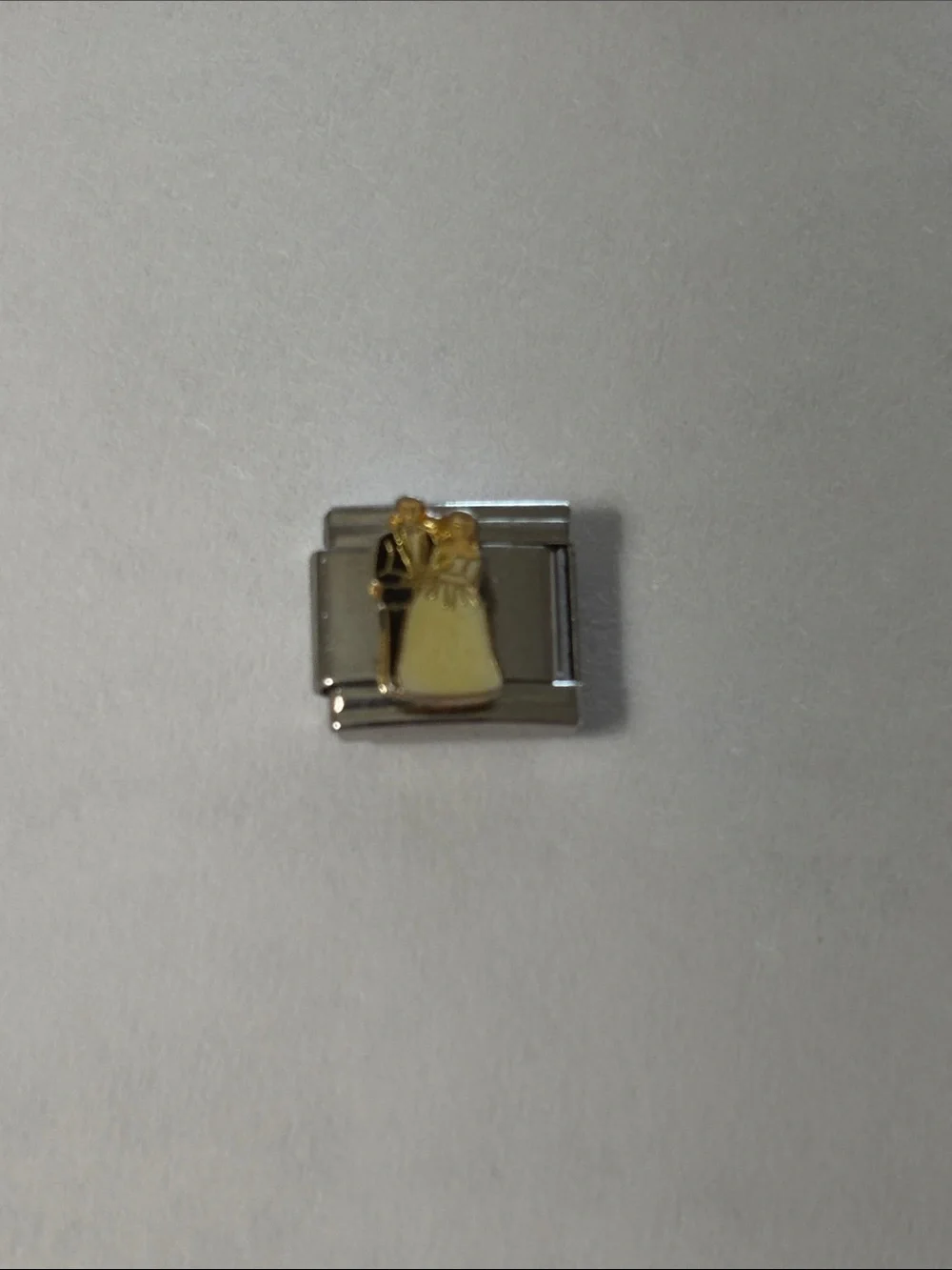 Italian Charm Link with Gold-Tone Bride and Groom Accent